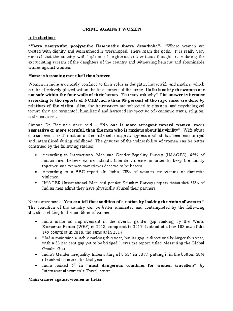 Crimes Against Women in India | PDF | Misconduct | Woman