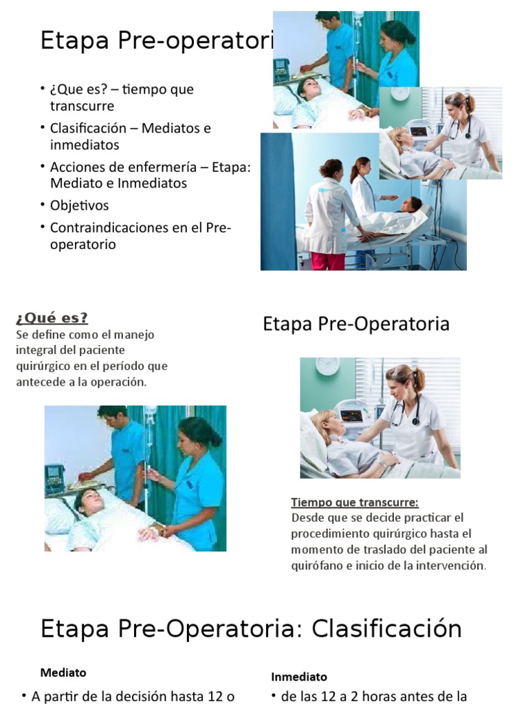 Etapas del Preoperatorio: Mediato e Inmediato | PDF | Cirugía ...