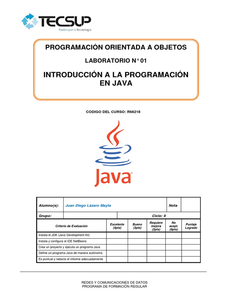 Lab 01 Introducción A La Programación en Java | PDF | Frijoles Netos ...