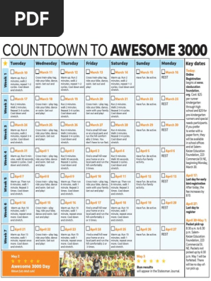 Awesome 3000 2020 training schedule