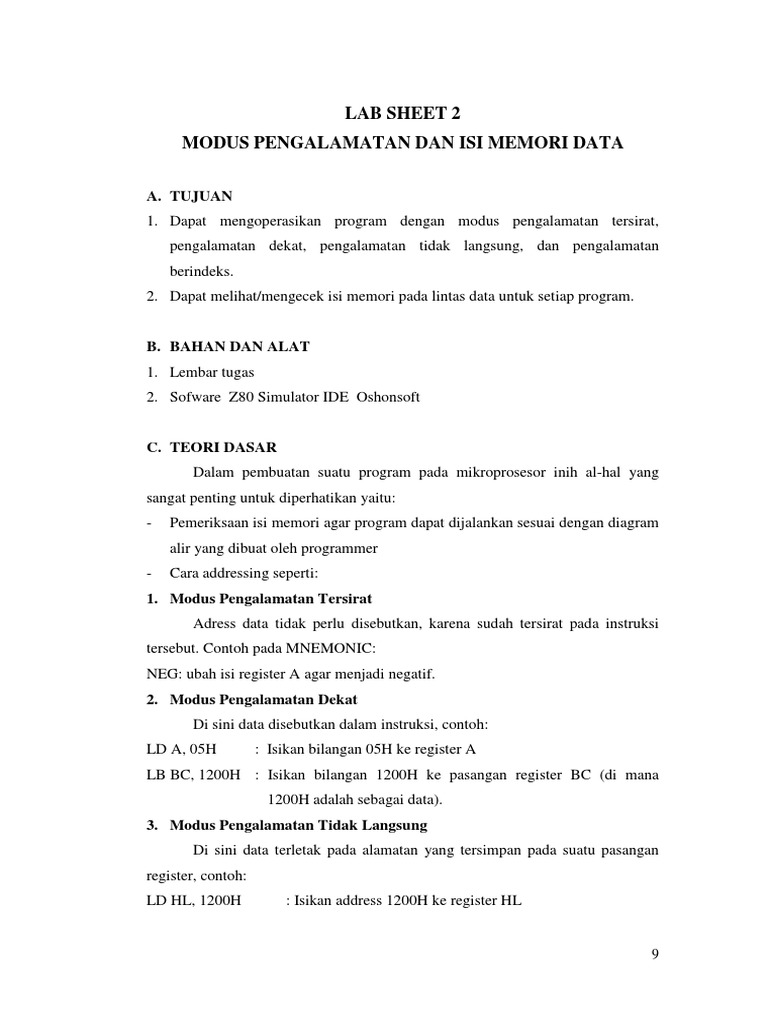 Z80 Simulator - Lab Sheet 2 PDF | PDF