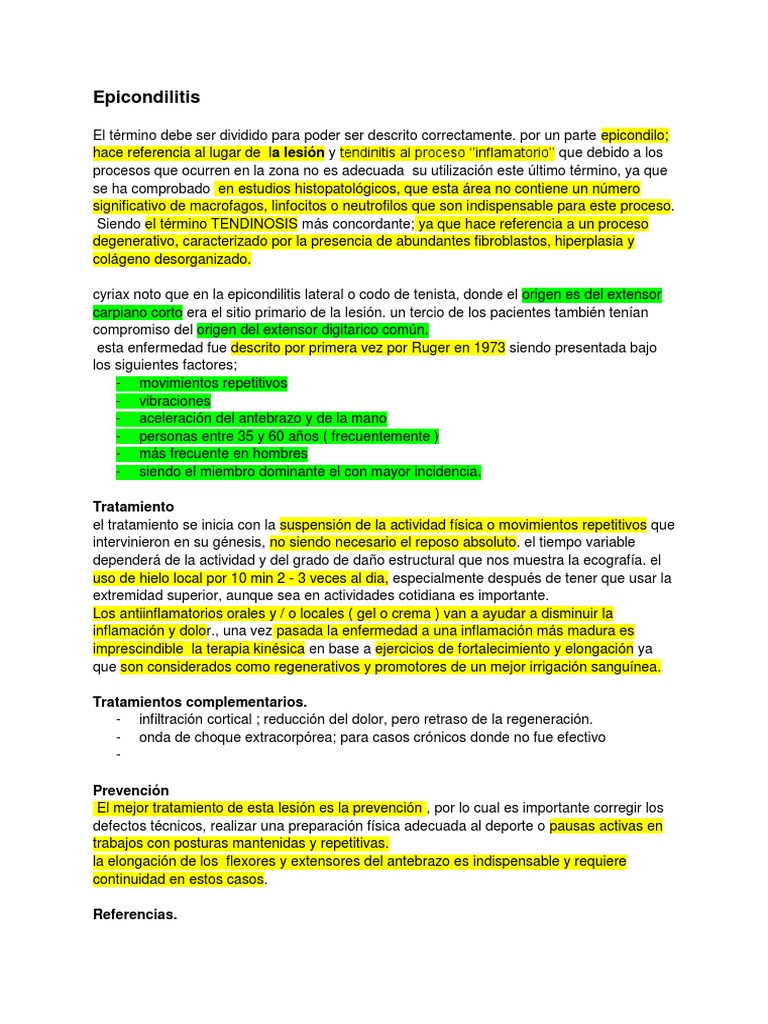 Epicondilitis | PDF | Ciencias de la Salud | Especialidades Medicas
