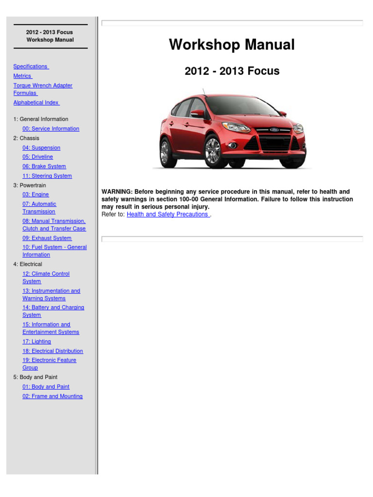2008 FORD FOCUS SERVICE MANUAL PDF visual data 6
