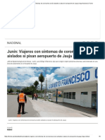 Junín - Viajeros Con Síntomas de Coronavirus Serán Aislados Si Pisan El Aeropuerto de Jauja - NNPP Nacional - Trome