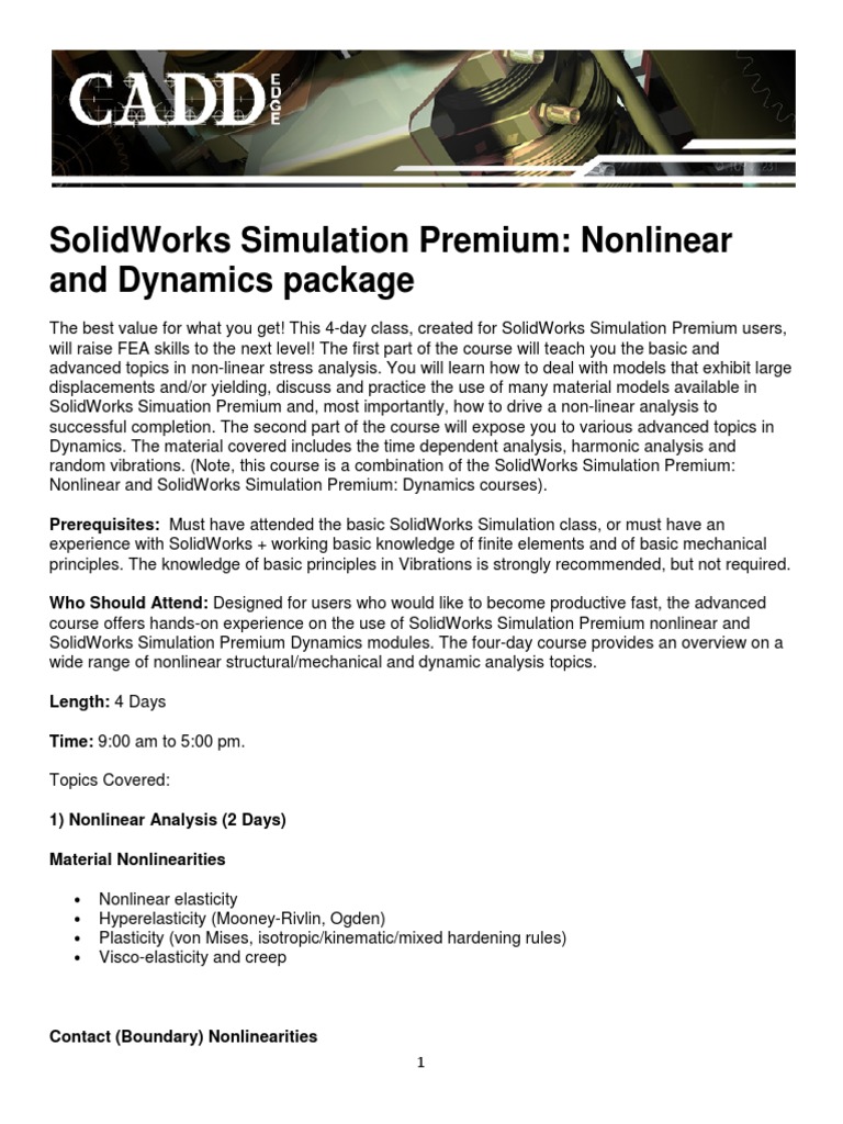 Solidworks Simulation Premium Nonlinear And Pdf Classical