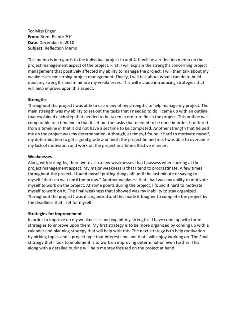 Strengths and weaknesses memo image