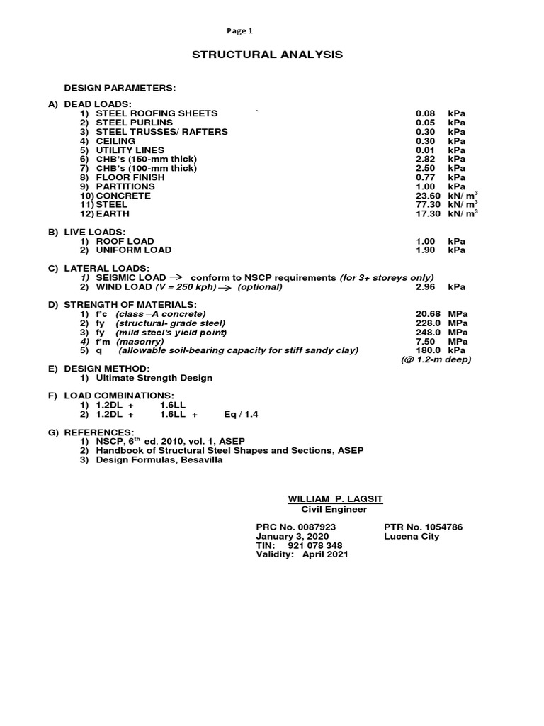 Structural Analysis and Design Parameters | PDF | Truss | Building