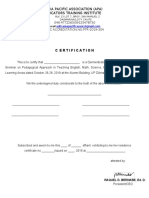 Corroboration Certificate