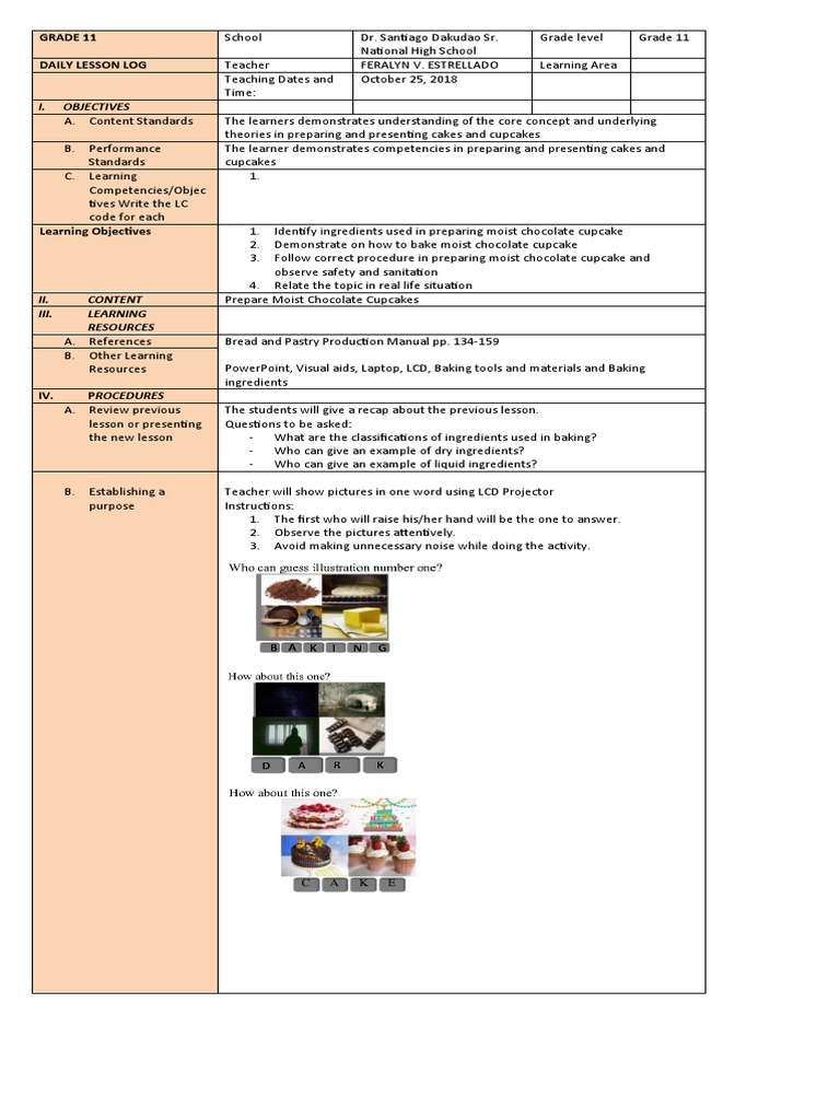 DLL in Bread and Pastry PDF Cupcake Chocolate
