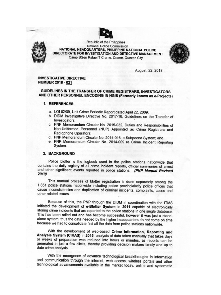 Investigative Directive 2018-021 | PDF
