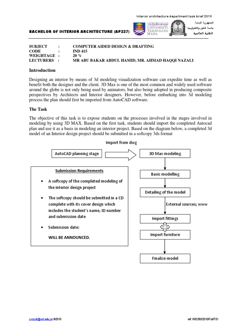 Interior Architecture CAD Task Brief 2010 | PDF | 3 D Computer Graphics ...