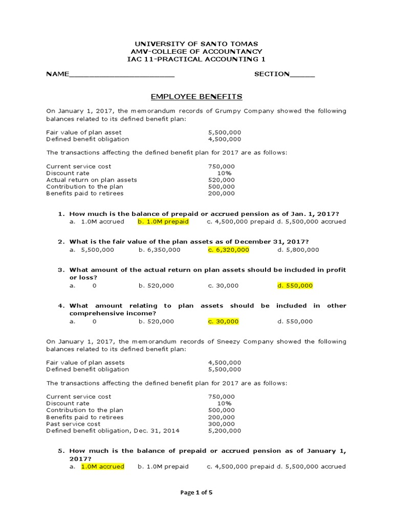 Analysis of Employee Benefit Transactions and Calculations for Three