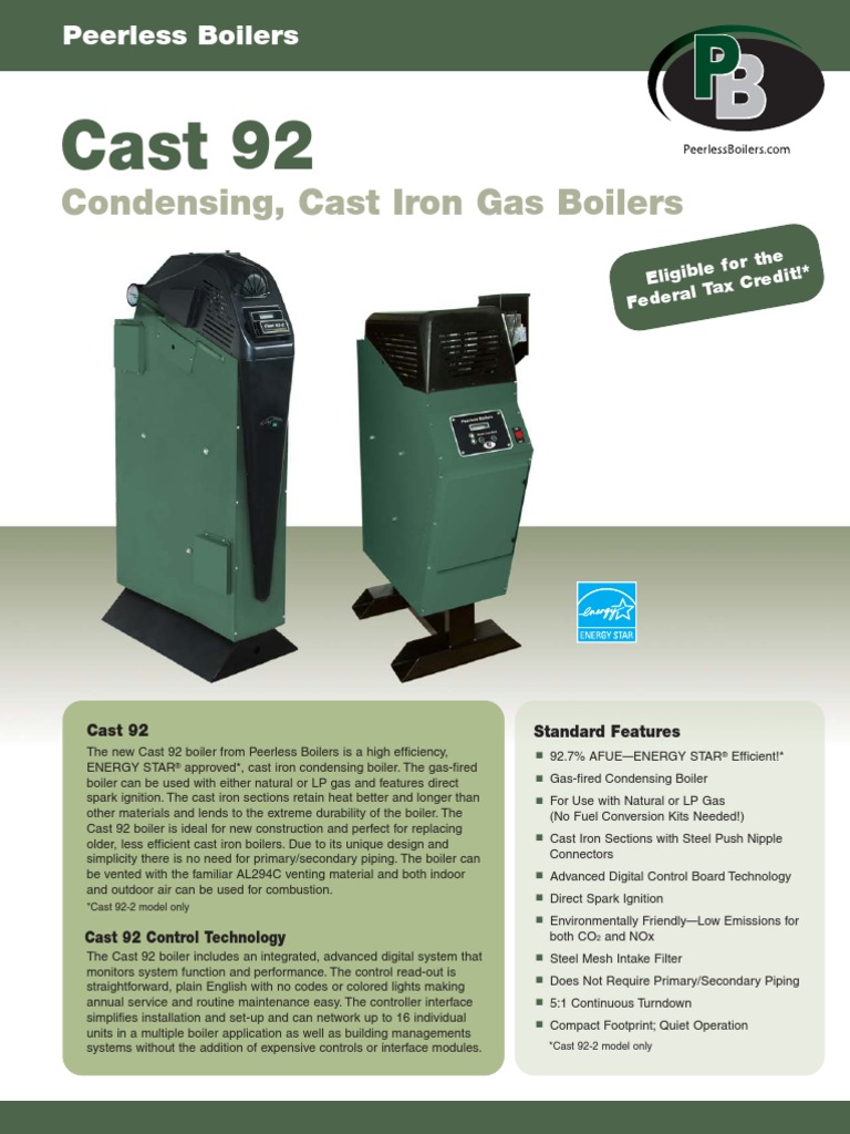 Peerless Cast 92 Cast Iron High Efficiency Boiler Brochure Boiler
