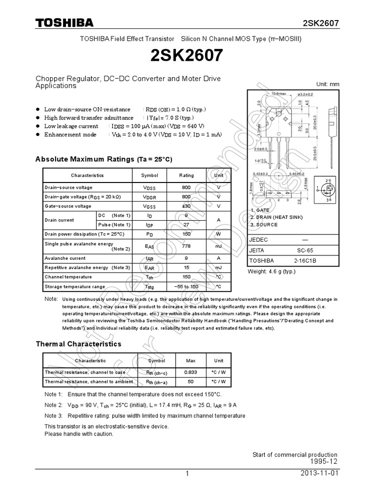 K2607 ToshibaSemiconductor | PDF | Field Effect Transistor ...
