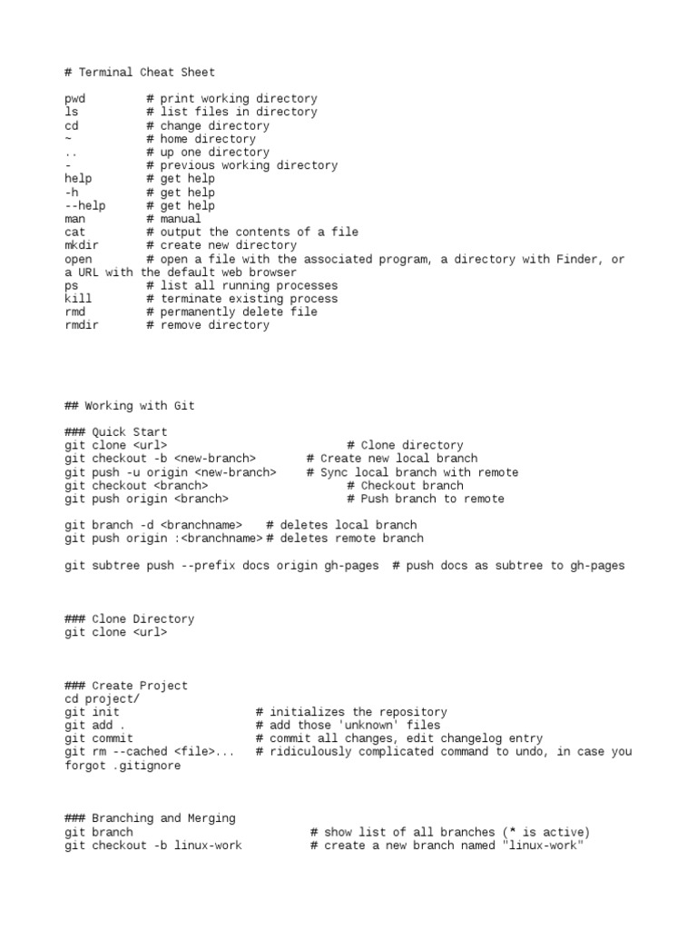 Terminal Cheat Sheet | PDF | Information Technology Management | Software