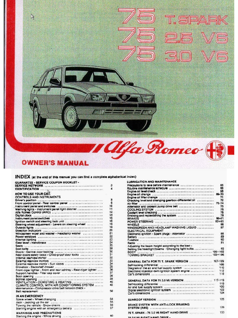Alfa Romeo 75 Manual PDF | PDF