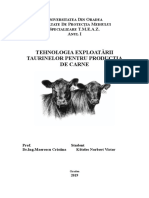 Tehnologia Exploatării Taurinelor Pentru Producţia de Carne