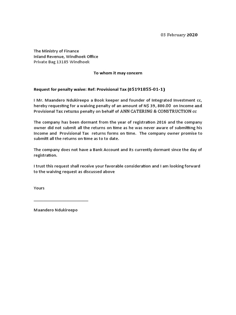Waiving Letter 222 | PDF