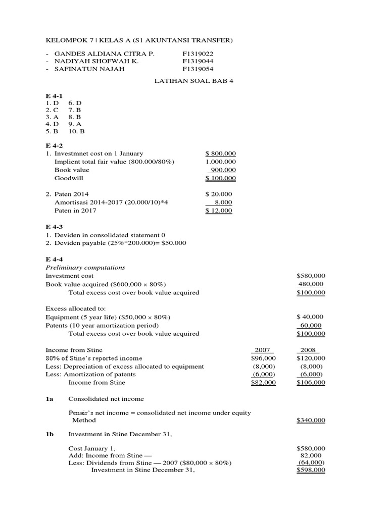 Consolidation Working Papers for Accounting | PDF | Book Value ...