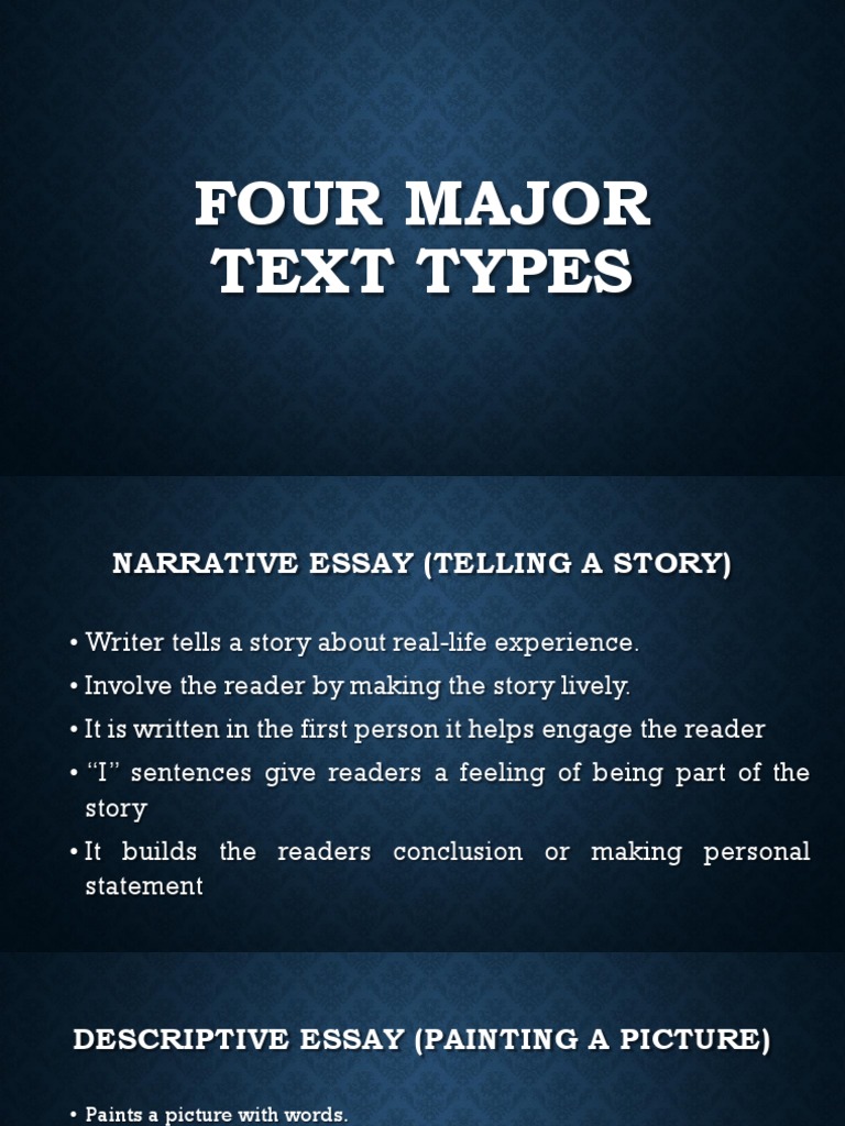 Understanding Four Major Text Types | PDF | Essays | Writers