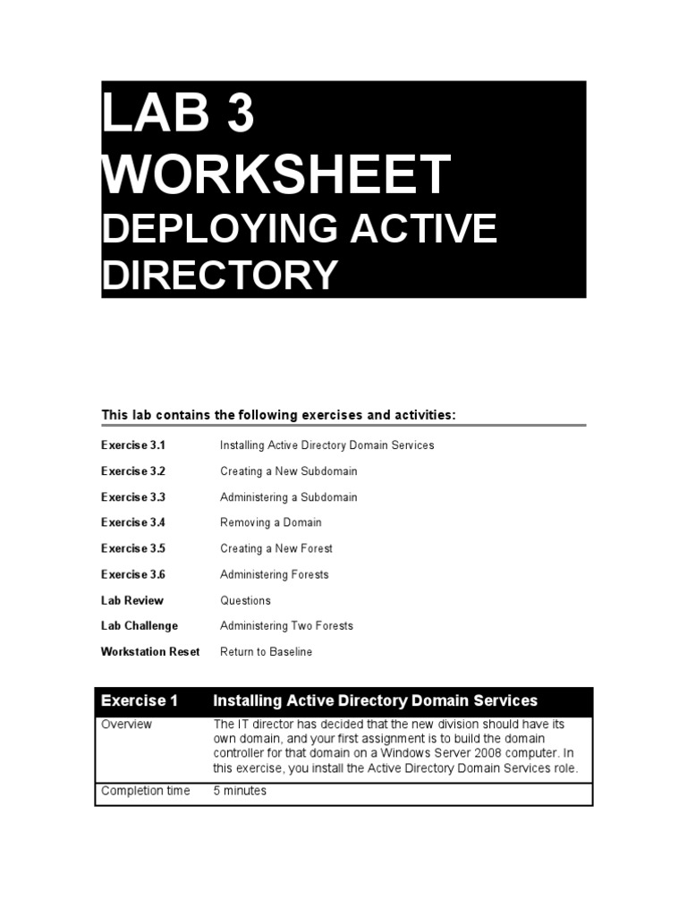 Deploying Active Directory Domain Services | PDF | Active Directory ...