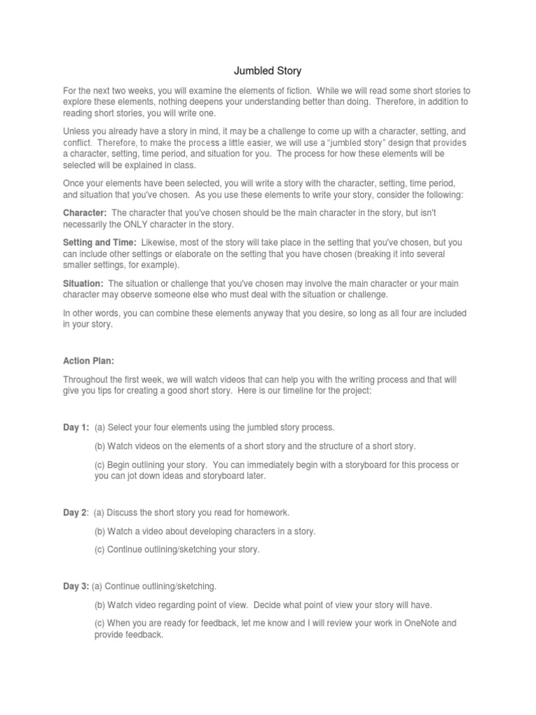 Jumbled Story Writing Assignment | PDF | Behavior Modification ...