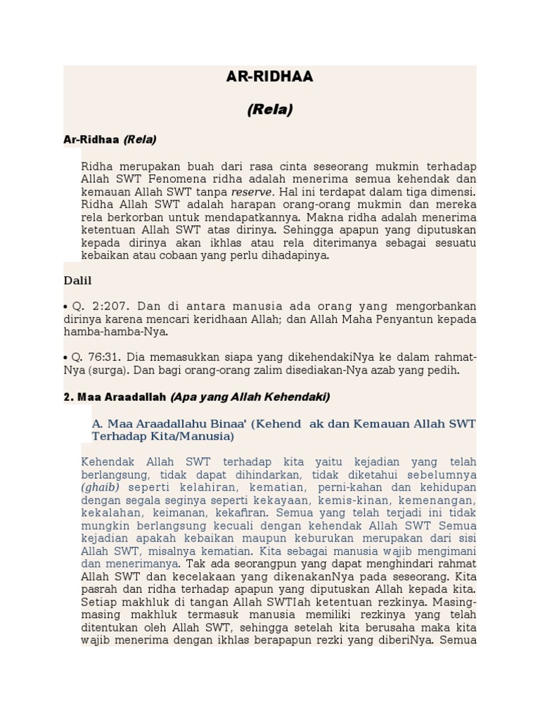 Ar Ridho Pdf