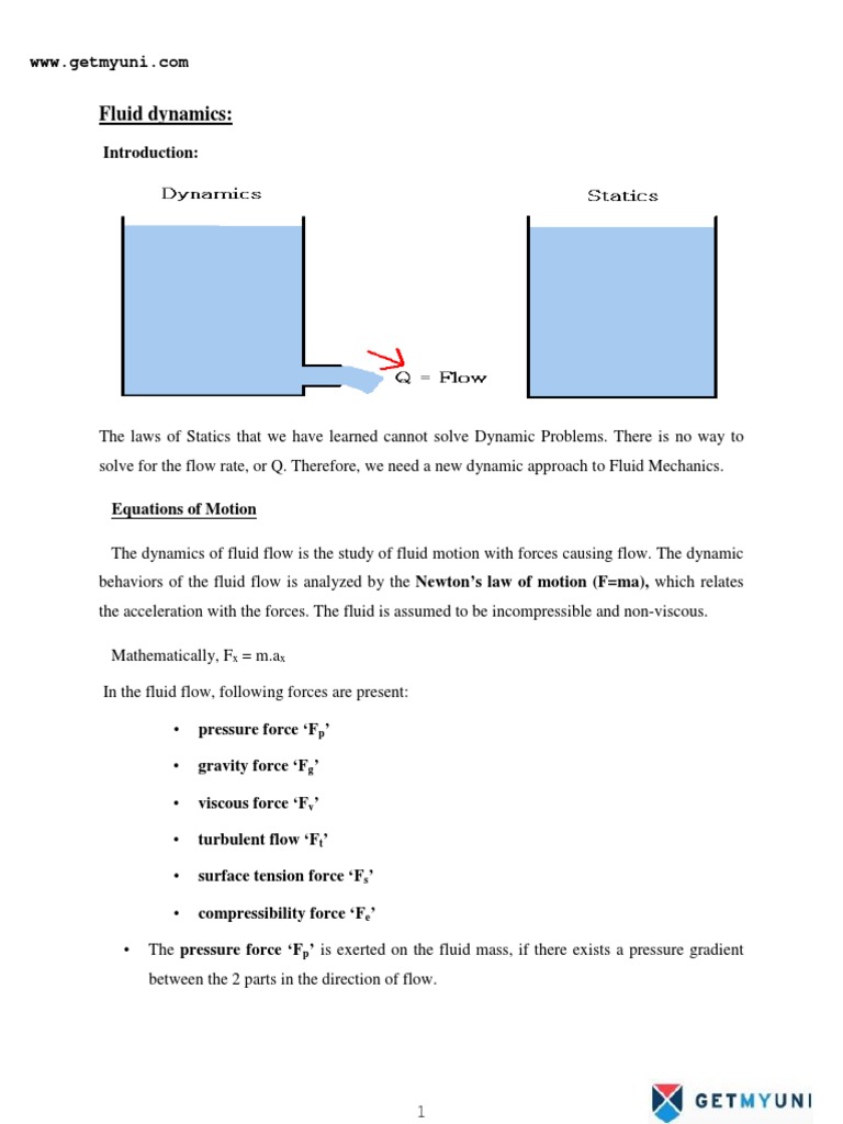 Mechanical Engineering Fluid-Mechanics Differential-Equations Notes PDF ...