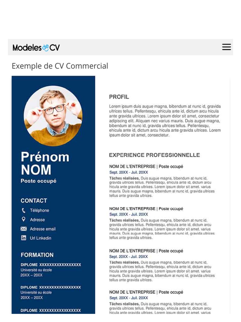 Exemple De Cv Commercial Gratuit A Telecharger - Modele Cv Word Pdf Pdf Microsoft Word Informatique