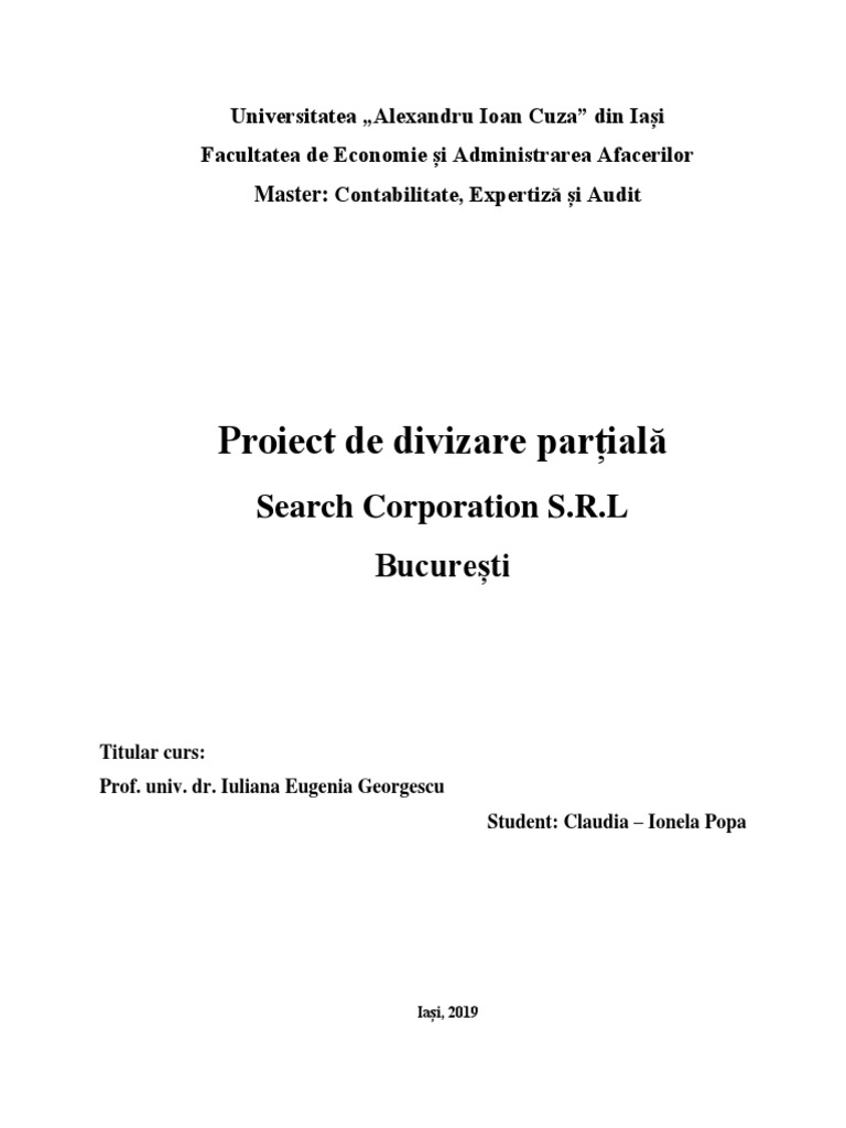 Proiect Divizare - Popa Claudia Ionela - CEA | PDF