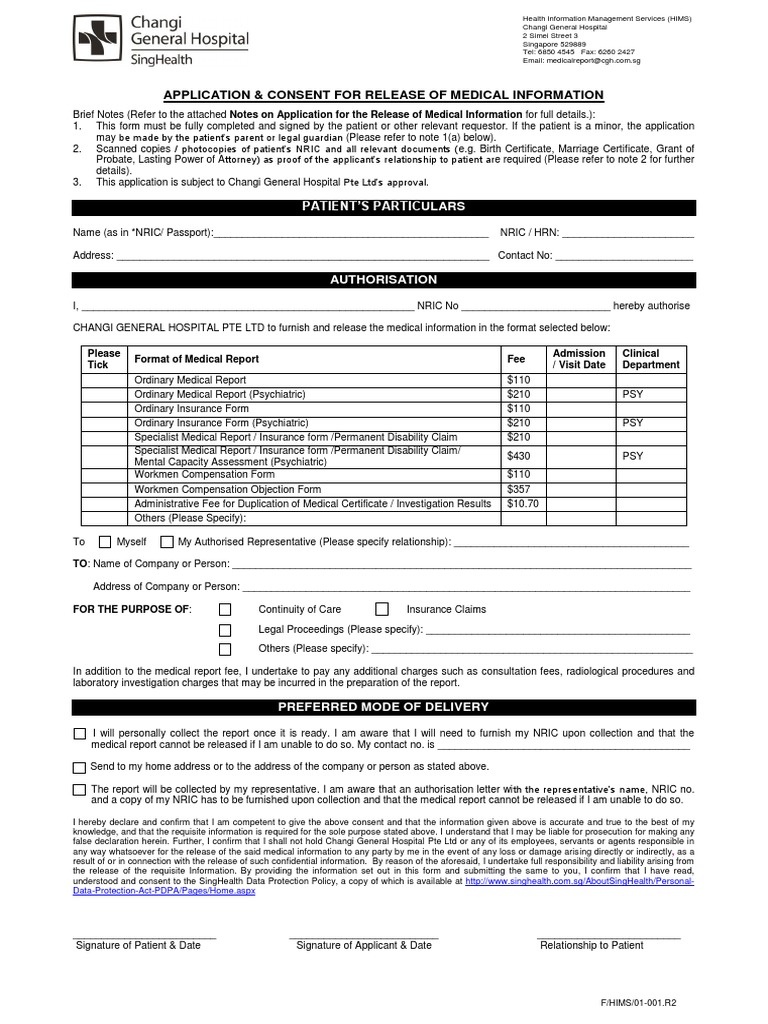Medical Information Release Consent Form | PDF | Birth Certificate ...