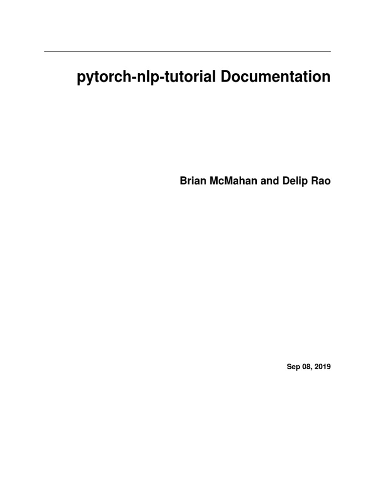 PyTorch NLP Tutorial Documentation | PDF | Software | Areas Of Computer ...