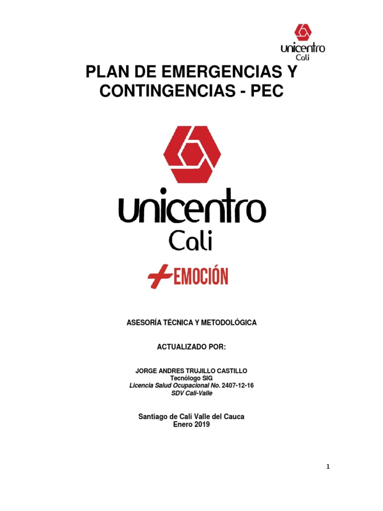 Plan de Emergencias Unicentro Cali | PDF | Seguridad y salud ...