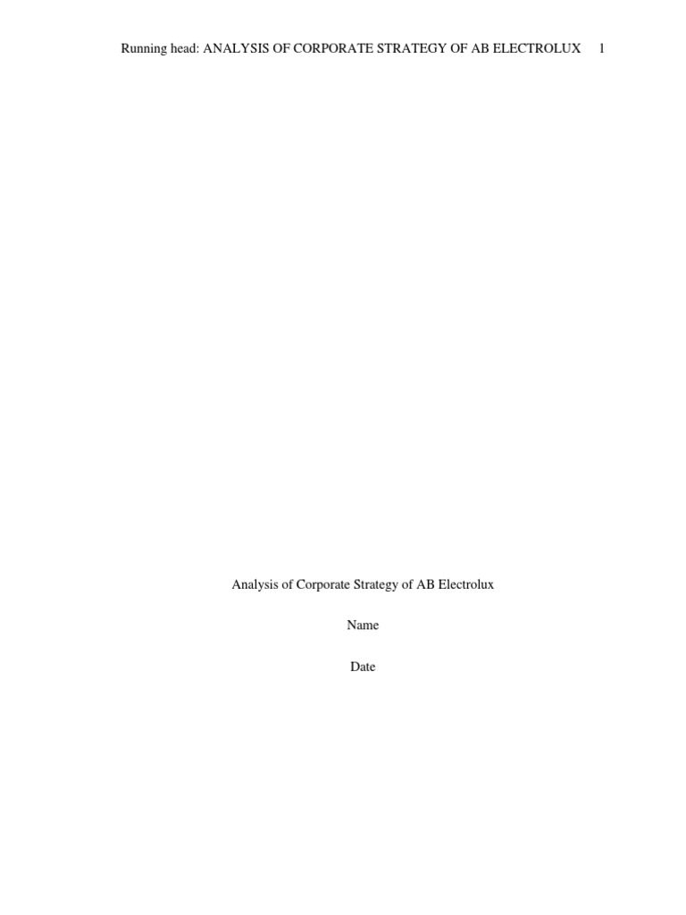 Analysis of Corporate Strategy of AB Electrolux Edited PDF