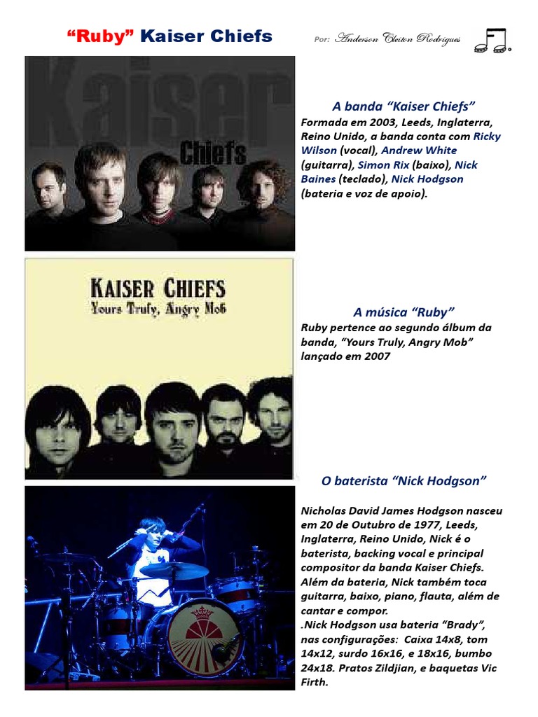 Kaiser Chiefs: Letra e Partitura de Ruby | PDF | Músicos | Grupos musicais