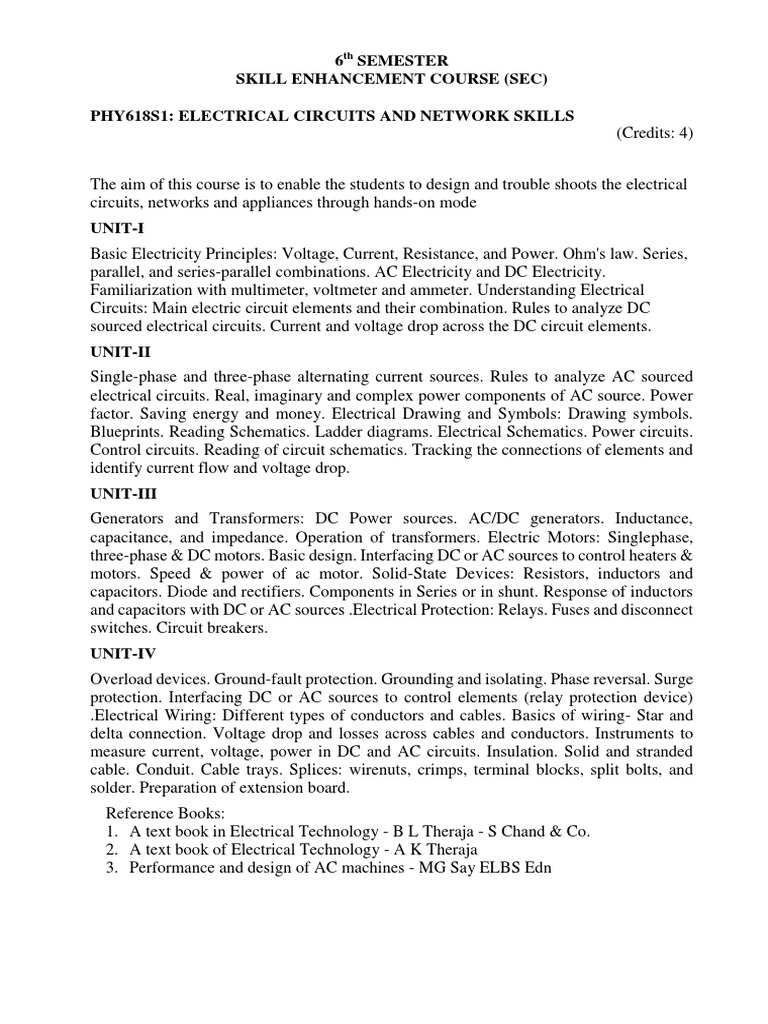 Electrical Circuits and Network Skills | PDF | Electrical Network ...