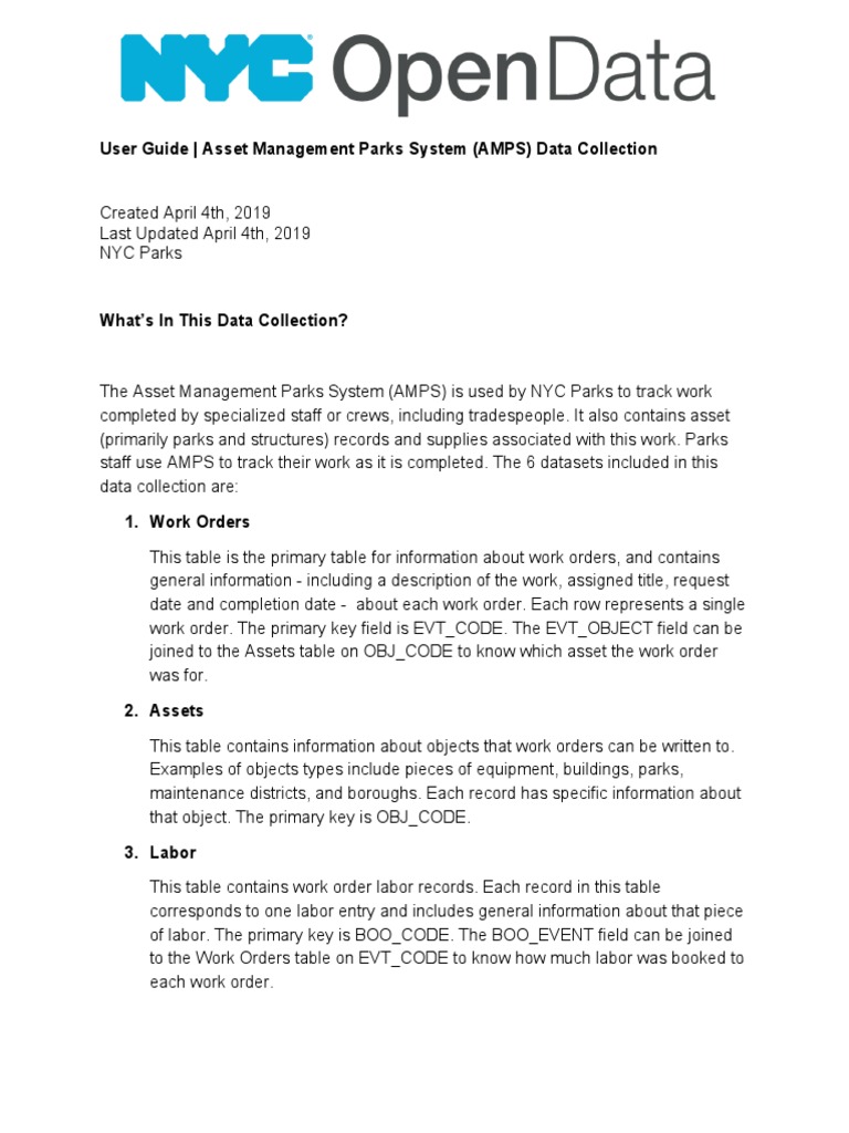AMPS User Guide Download Free PDF Identifier Parks