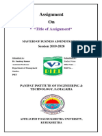 FORMAT For Assignment MBA