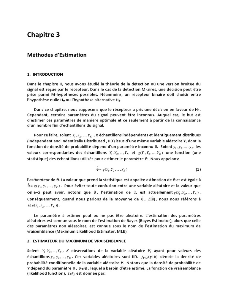 Chapitre 3 19 1 Pdf Estimateur Statistique Variance Mathematiques