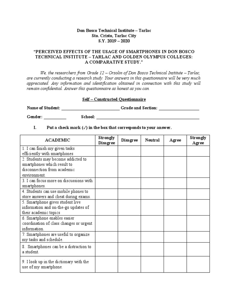 QUESTIONNAIRE | PDF | Smartphone | Communication