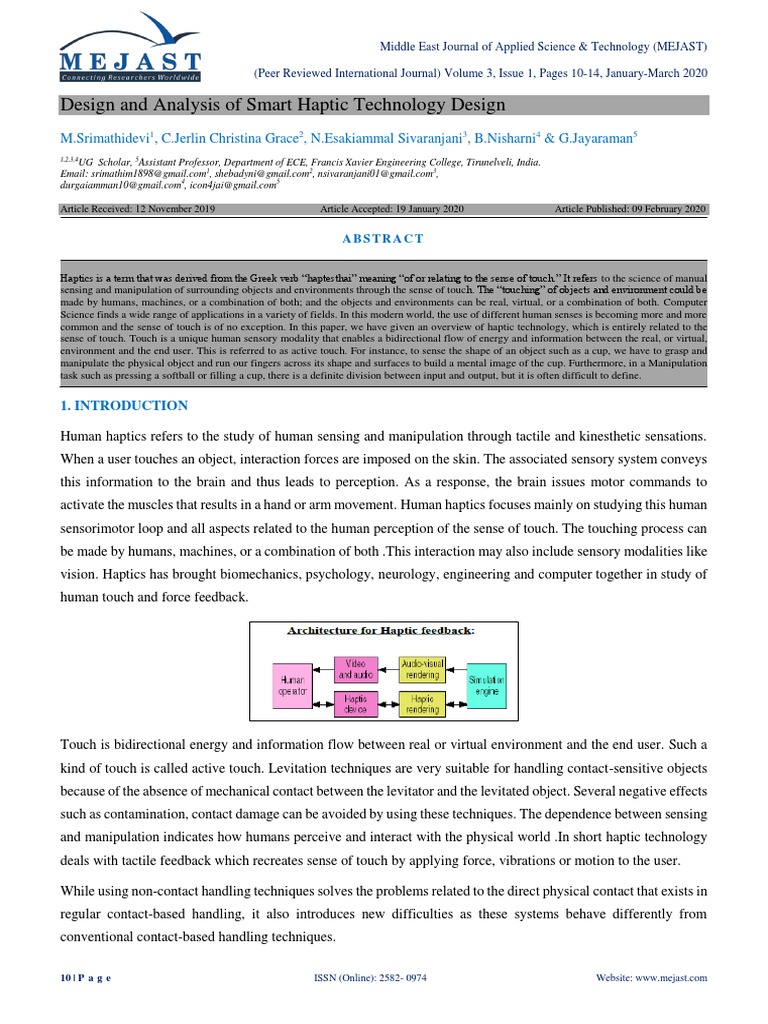 Smart Haptic Technology Overview | PDF | Somatosensory System | Virtual ...