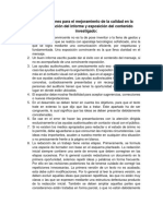 Observaciones para El Mejoramiento de La Calidad en La Presentación Del Informe y Exposición Del Contenido Investigado