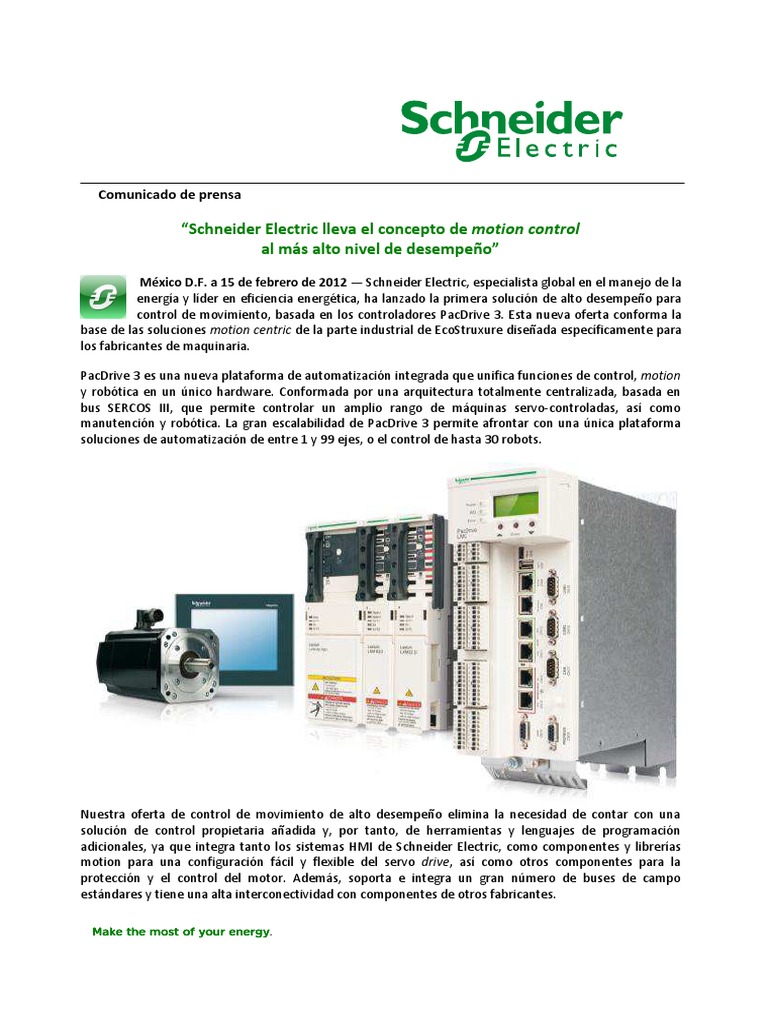 Schneider Electric: Innovación en Motion Control | PDF | Controlador ...