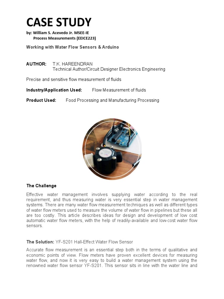 Water Flow Sensor YF-S201 with Arduino | PDF | Flow Measurement | Sensor