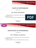 Certificate of Appearance