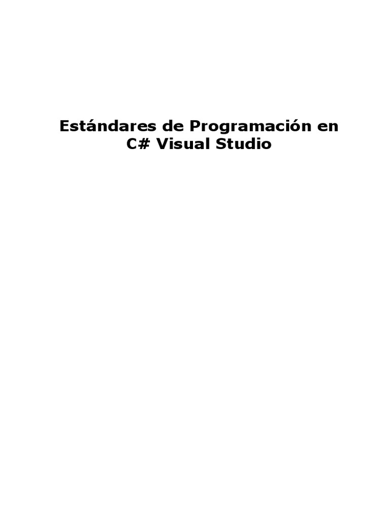 Estandares de Programacion C# Visual Studio | PDF | C Sharp (lenguaje ...