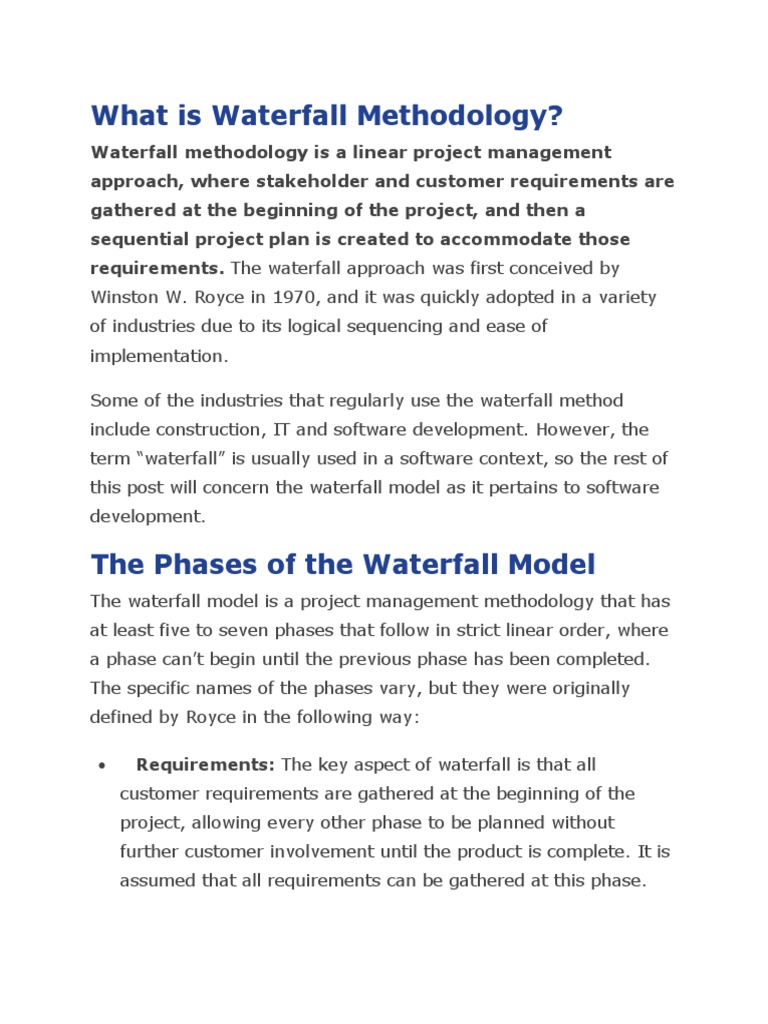 Overview of Waterfall Methodology | PDF | Software Development Process ...