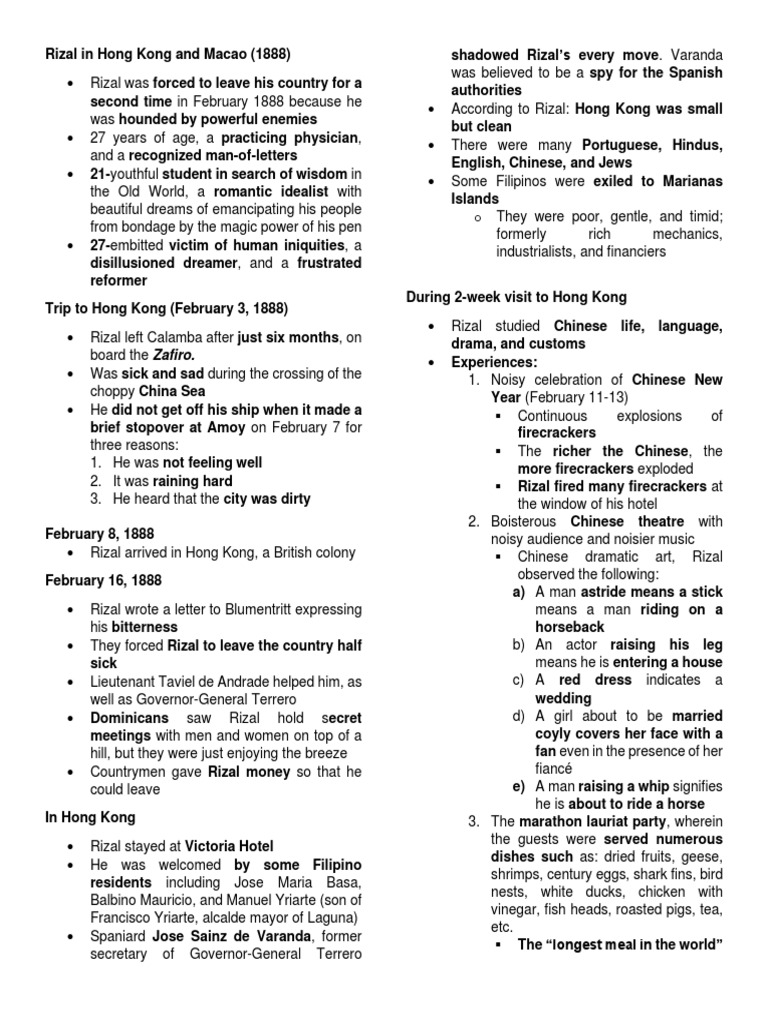 Rizal's Journey in Hong Kong and Macau | PDF | Macau