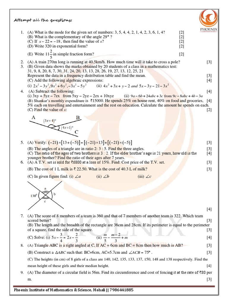 VII ICSE Maths PDF Triangle Elementary Mathematics
