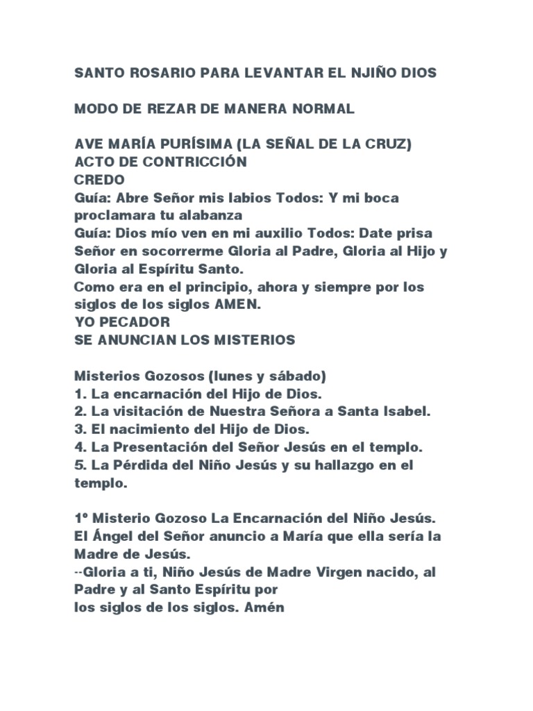 Rosario para Levantar al Niño Dios | PDF | María, madre de Jesús ...